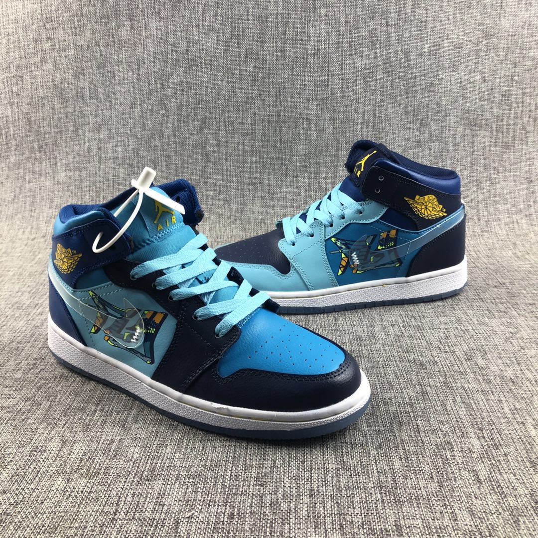 Air Jordan 1 Ice Blue Mandarick Duck Shoes - Click Image to Close